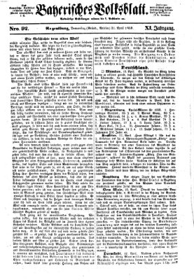 Bayerisches Volksblatt (Regensburger Morgenblatt) Donnerstag 21. April 1859