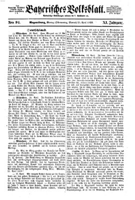 Bayerisches Volksblatt (Regensburger Morgenblatt) Montag 25. April 1859