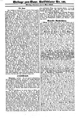 Bayerisches Volksblatt (Regensburger Morgenblatt) Montag 2. Mai 1859