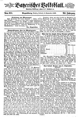 Bayerisches Volksblatt (Regensburger Morgenblatt) Dienstag 13. September 1859