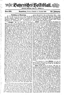 Bayerisches Volksblatt (Regensburger Morgenblatt) Sonntag 11. Dezember 1859