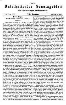 Bayerisches Volksblatt (Regensburger Morgenblatt) Sonntag 3. April 1859