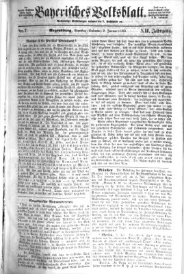 Bayerisches Volksblatt (Regensburger Morgenblatt) Samstag 7. Januar 1860