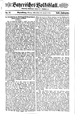 Bayerisches Volksblatt (Regensburger Morgenblatt) Montag 16. Januar 1860