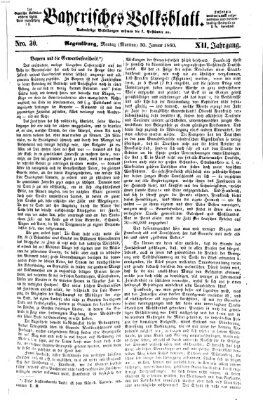 Bayerisches Volksblatt (Regensburger Morgenblatt) Montag 30. Januar 1860