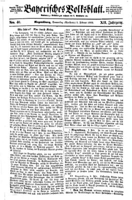 Bayerisches Volksblatt (Regensburger Morgenblatt) Donnerstag 9. Februar 1860