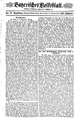 Bayerisches Volksblatt (Regensburger Morgenblatt) Mittwoch 22. Februar 1860