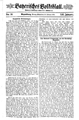 Bayerisches Volksblatt (Regensburger Morgenblatt) Montag 27. Februar 1860