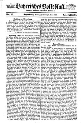 Bayerisches Volksblatt (Regensburger Morgenblatt) Montag 5. März 1860