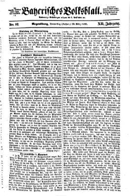 Bayerisches Volksblatt (Regensburger Morgenblatt) Donnerstag 22. März 1860