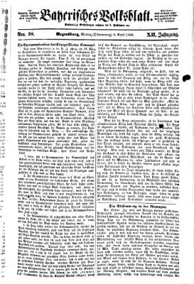 Bayerisches Volksblatt (Regensburger Morgenblatt) Montag 9. April 1860