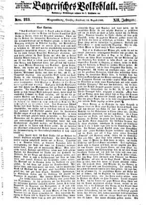 Bayerisches Volksblatt (Regensburger Morgenblatt) Dienstag 14. August 1860