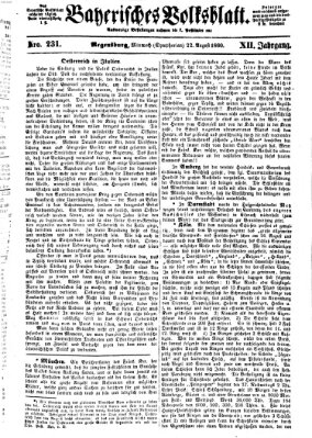 Bayerisches Volksblatt (Regensburger Morgenblatt) Mittwoch 22. August 1860