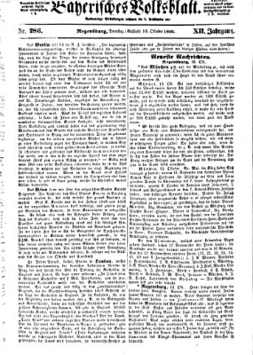 Bayerisches Volksblatt (Regensburger Morgenblatt) Dienstag 16. Oktober 1860