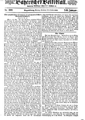 Bayerisches Volksblatt (Regensburger Morgenblatt) Montag 22. Oktober 1860