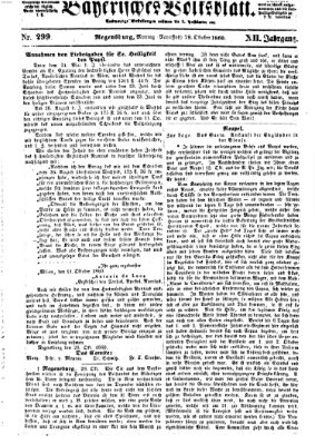 Bayerisches Volksblatt (Regensburger Morgenblatt) Montag 29. Oktober 1860