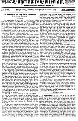 Bayerisches Volksblatt (Regensburger Morgenblatt) Donnerstag 1. November 1860