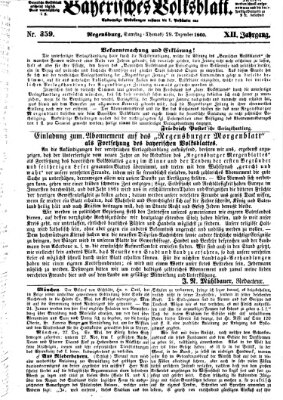 Bayerisches Volksblatt (Regensburger Morgenblatt) Samstag 29. Dezember 1860