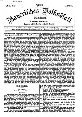 Neues bayerisches Volksblatt Montag 20. Februar 1865