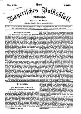 Neues bayerisches Volksblatt Sonntag 23. April 1865