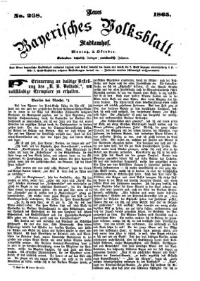 Neues bayerisches Volksblatt Montag 2. Oktober 1865