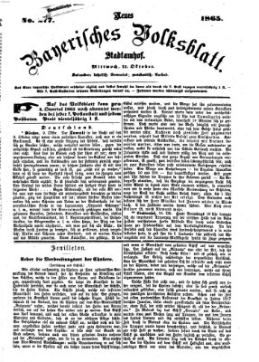 Neues bayerisches Volksblatt Mittwoch 11. Oktober 1865