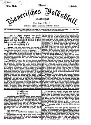 Neues bayerisches Volksblatt Samstag 7. April 1866