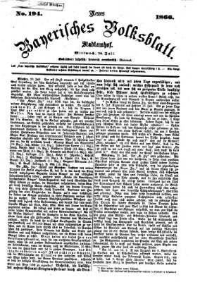 Neues bayerisches Volksblatt Mittwoch 18. Juli 1866