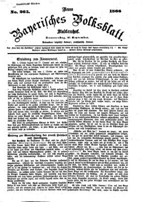 Neues bayerisches Volksblatt Donnerstag 27. September 1866