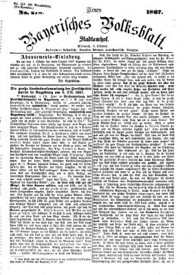 Neues bayerisches Volksblatt Mittwoch 9. Oktober 1867