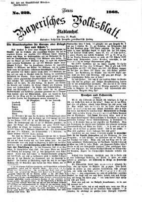 Neues bayerisches Volksblatt Freitag 21. August 1868