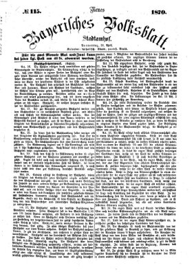 Neues bayerisches Volksblatt Donnerstag 28. April 1870