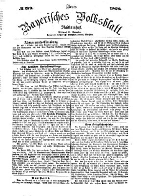 Neues bayerisches Volksblatt Mittwoch 21. September 1870