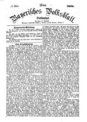 Neues bayerisches Volksblatt Dienstag 27. September 1870