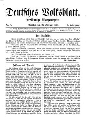 Deutsches Volksblatt Samstag 22. Februar 1868