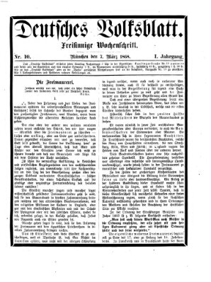 Deutsches Volksblatt Samstag 7. März 1868