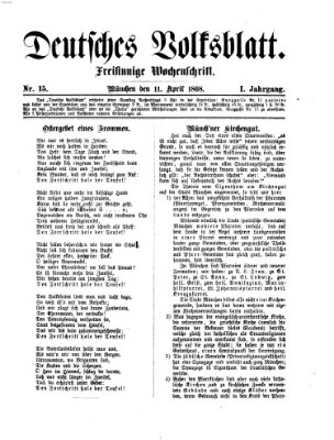 Deutsches Volksblatt Samstag 11. April 1868