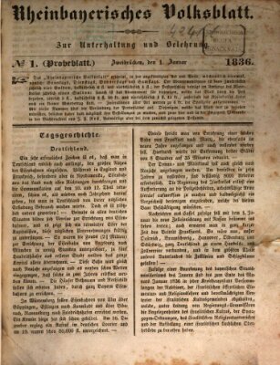 Rheinbayerisches Volksblatt Freitag 1. Januar 1836