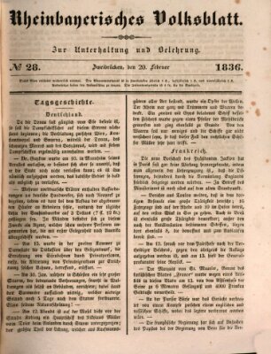 Rheinbayerisches Volksblatt Samstag 20. Februar 1836