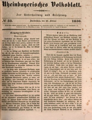 Rheinbayerisches Volksblatt Sonntag 28. Februar 1836