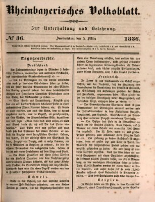 Rheinbayerisches Volksblatt Samstag 5. März 1836