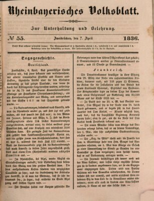 Rheinbayerisches Volksblatt Donnerstag 7. April 1836