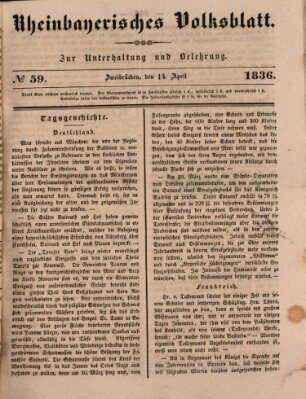 Rheinbayerisches Volksblatt Donnerstag 14. April 1836