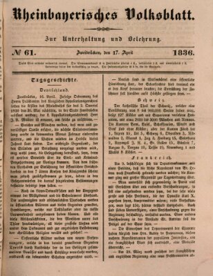 Rheinbayerisches Volksblatt Sonntag 17. April 1836