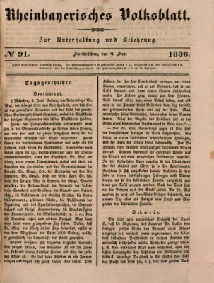 Rheinbayerisches Volksblatt Donnerstag 9. Juni 1836