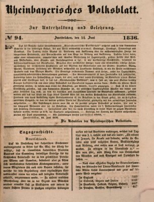 Rheinbayerisches Volksblatt Dienstag 14. Juni 1836