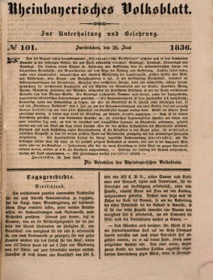 Rheinbayerisches Volksblatt Sonntag 26. Juni 1836