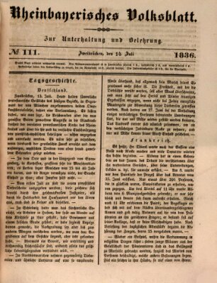 Rheinbayerisches Volksblatt Donnerstag 14. Juli 1836