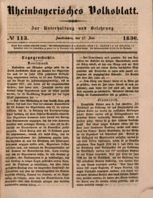 Rheinbayerisches Volksblatt Sonntag 17. Juli 1836