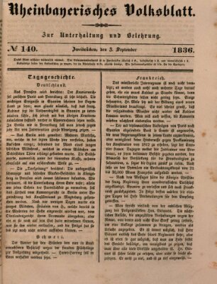 Rheinbayerisches Volksblatt Samstag 3. September 1836